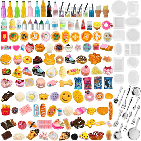 150Pcs Miniature Food Drinks Bottle Toys Mixed for Dollhouse Kitchen Accessories Mini Play Fake Resin Pretend Game Party Tableware 1/12 Doll House...