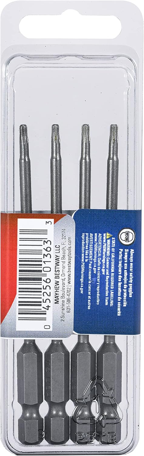 Mayhew Tools 19332-4 USA Torx Power Bit, T8 x 3.5", 4-Pack...