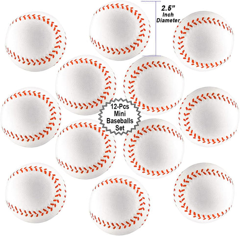 Mini Sports Balls for Kids Party Favor Toy, Soccer Ball, Basketball, Football, Baseball (12 Pack) Squeeze Foam for Stress, Anxiety Relief, Relaxat...