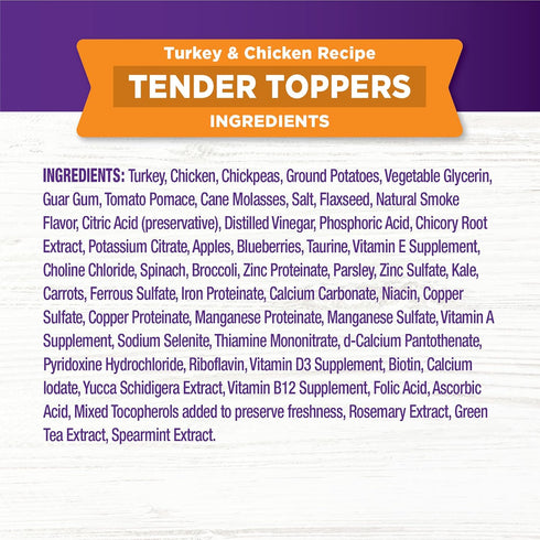 Wellness Tender Toppers (Previously Core Bowl Boosters), Grain-Free Natural Dog Food Toppers or Mixers, Made with Real Meat (Turkey & Chicken, 8 o...