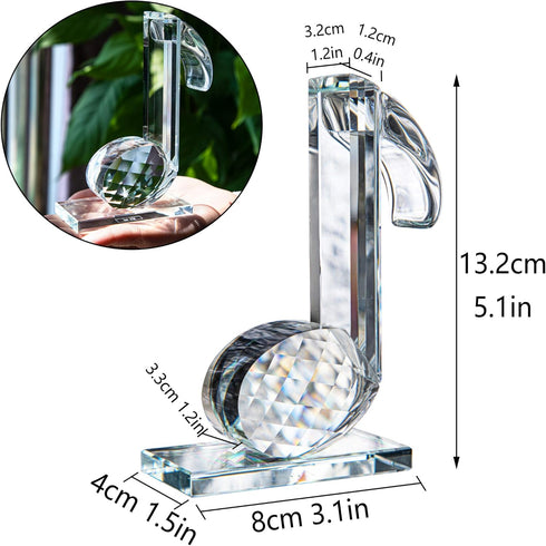 QFkris 5'' Height Crystal Eighth Note Figurines Collectibles Glass Musical Sculpture Statue for Home Piano Guitar Gifts Souvenirs...