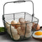 Black Square Wire Egg Basket For Fresh Egg with Handle,Famhouse Small Metal Egg Collecting Basket for Gathering Fresh Eggs Chicken Basket Decor fo...