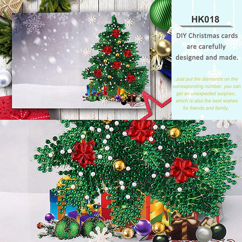 DIY 5D Diamond Painting Christmas Cards 4 Pcs, Round Drill Greeting Cards Creative, Handmade Merry Christmas Card Gifts for Family Friends and Lov...