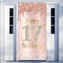 Happy 17th Birthday Door Banner Decorations for Girls, Pink Rose Gold 17 Birthday Door Cover Backdrop Party Supplies, Large Seventeen Year Old Bir...