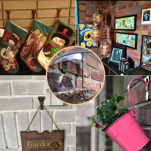 Brick Clips Hooks for Hanging Outdoor - Coideal 12 Pcs Metal Brick Wall Clip Fastener No Drill Picture Hangers for Christmas Lights Wreath Garland...