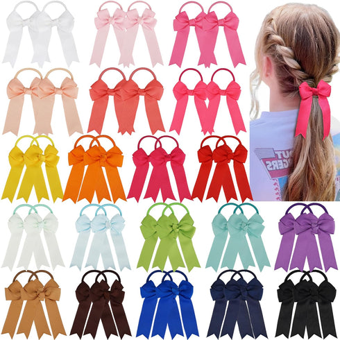 Yxiang Ponytail Bow Hair Ties with Bows, 40 Pack - Includes 20 Colors - Soft & Light Weight - Classic Bow Pattern - Perfect for Girls, School Kids...