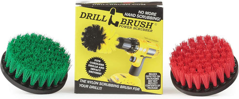 Drill Brush - Indoor/Outdoor Medium and Stiff 4-inch Round - Spin Brush - Combo Kit - Cleaning Supplies - Stove, Oven, Sink - Grout Cleaner - Outd...