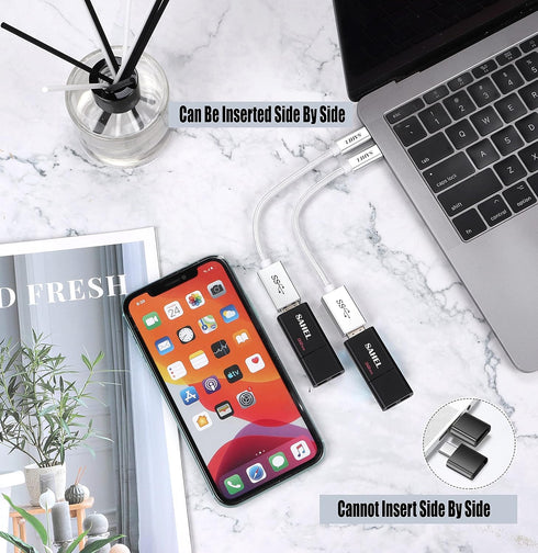 USB C to USB Adapter (2-Pack), USB Type-C to USB 3.0 OTG Converter, Thunderbolt 3 to USB Female Adapter, Compatible with MacBook Pro/Air, iPad Air...