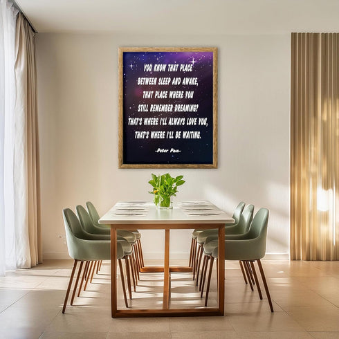 Posterizer 1 pcs-Place Between Sleep & Awake-Peter Pan Cartoon Quotes-Kids Room Art- Gift for Daughter, Son, Kids-Decor for nursery toddlers kids ...