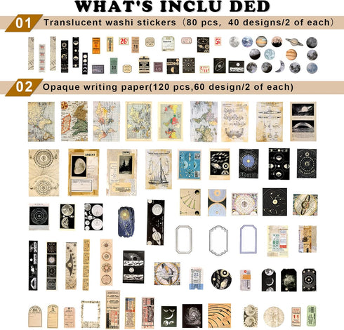 Draupnir 200pcs Vintage Junk Journal Supplies,Scrapbook Supplies Scrapbooking Paper and Stickers Ephemera for Art Aesthetic Journaling Kit Collage...