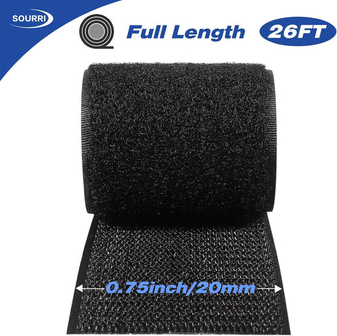 3/4 Inch x 26 Feet Hook and Loop Tape Sticky Back Fastener Roll, Nylon Self Adhesive Heavy Duty Strips Fastener for Home Office School Car and Cra...