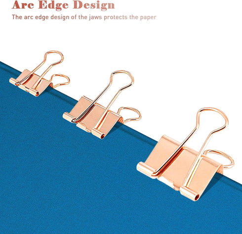 Extra Large Binder Clips, 12 Pack, 2 Inch, Standard 51mm Clamps, Rose Gold, Extra Large Binder Paper Clips, Extra Large Size, Extra Large Paper Cl...
