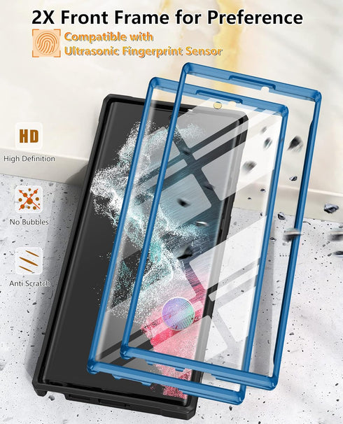 FNTCASE for Samsung Galaxy S22 Ultra Case: Built-in Screen Protector & Kickstand & Belt-Clip Holster, Extra Front Frame Full-Body Dual Layer Rugge...