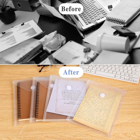 Document Folders, 12 Pack Large Clear Die & Stamp Storage Bag 10 x 7 inch Transparent Plastic Envelopes Waterproof Poly Envelope with Closure File...