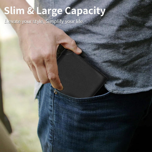 Swallowmall Mens Wallet RFID Genuine Leather Slim Bifold Wallets For Men Removable ID Windows 11 Cards Holders Gift Box...