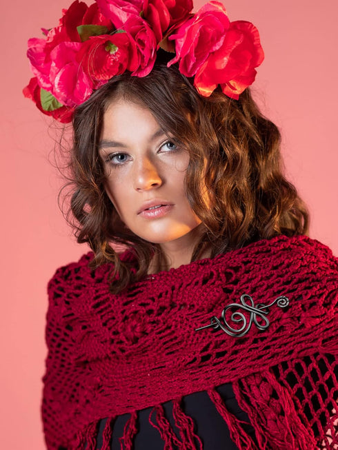 Celtic Shawl Pin 3 Pcs Crossed Knots Budding Spiral Crocheted Scarf Pin Cloak Pin Sweater Brooch for Women Girls Knitter Handmade Cape...