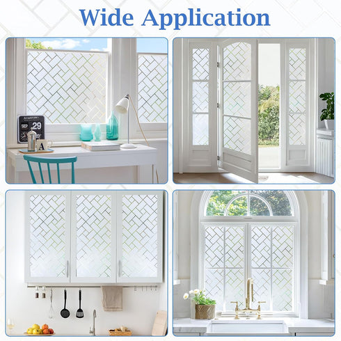 Coavas Non-Adhesive Frosted Glass Window Film & Window Privacy Film for Home & Office - Heat Control, UV & Sun Blocking, Easy DIY Installation, 17...