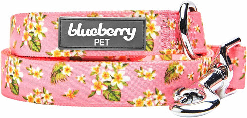 Blueberry Pet Summer Sparkle Dog Leash, Large Size, 4 ft x 1", Tropical Flower Baby Pink, Hibiscus Floral Print Pet Leash...