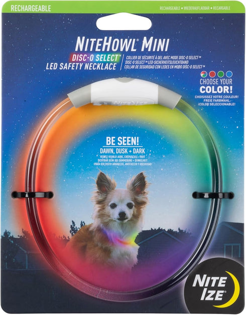 Nite Ize NiteHowl Mini Rechargeable LED Safety Necklace, Disc-O Select - Rechargeable Light Up Dog Necklace with LED Lights - Dog Accessories with...