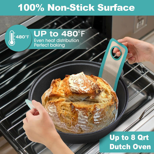 Silicone Bread Sling Dutch Oven - Best Japan Silicone. Non-Stick & Easy Clean Reusable Silicone Bread Baking Mat. With Extra Long Handles Bread Ba...