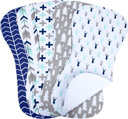 5-Pack Baby Burp Cloths for Boys, Triple Layer, Organic Cotton, Soft and Absorbent Towel, Burping Rags for Newborns Set...