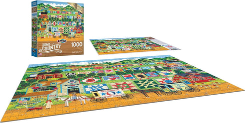 RoseArt - Home Country- Quilt Valley Farm - 1000 Piece Jigsaw Puzzle...