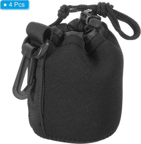 PATIKIL Camera Lens Bag, 4 Pcs 3.1" ID x 3.9" H Drawstring Lens Pouch with Thick Protective Neoprene, Lens Case for DSLR Camera Lens, Water Coffee...