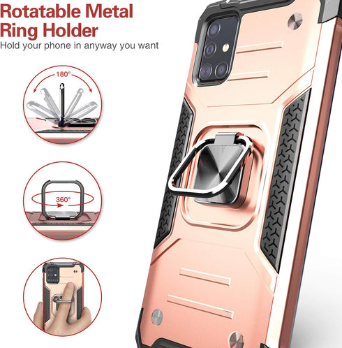 for Galaxy A71 5G Case with Screen Protector,Shockproof Drop Test Slim Fit Case with Car Mount Kickstand Lightweight Protective Cover for Galaxy A...