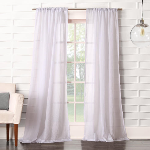 No. 918 Tayla Crushed Texture Semi-Sheer Rod Pocket Curtain Panel, 50" x 95", White...
