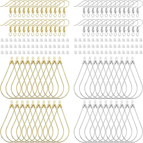 240PCS Earrings Beading Hoop Teardrop Beading Earring Hoops Beading Hoop Earring Finding Components for DIY Jewelry Making 100PCS Earring Hooks 10...