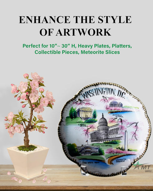 AMT 10 Inch Acrylic Plate Stands for Display - Holder Stand + Frame holder stand Picture, Decorative Plate, Book, Photo Easel (10 Inch)...