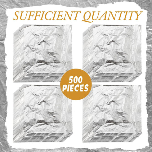 Qilery 500 Pcs Silver Leaf Sheets Silver Foil Gilding Thin Foil Paper for Crafts Imitation Metallic Silver Foil Flakes for Home Nail Arts Project ...