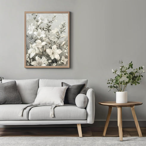 Posterizer 1 pcs-minimalist chic home decor with white flowers-Floral & Botanical Art-Abstract & Modern Art-Decor for Home & Office- UNFRAMED Wall...