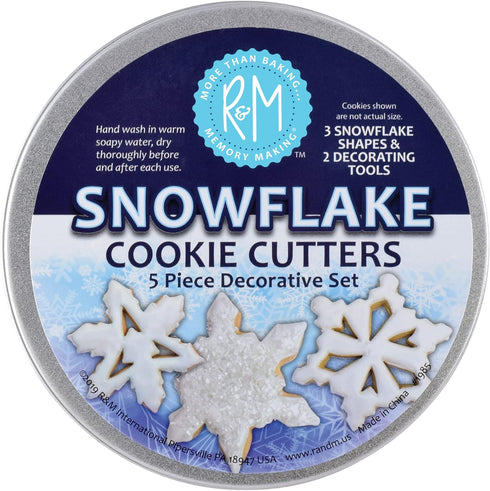 R&M International Snowflake Cookie Cutters, Assorted Designs and Accents, 5-Piece Set...