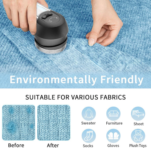 Fabric Shaver & Lint Remover, Electric Fuzz Remover, AC Adapter or Battery Operated Sweater Shaver, 3 Shave Heights - Removes Clothes Fuzz, Lint B...