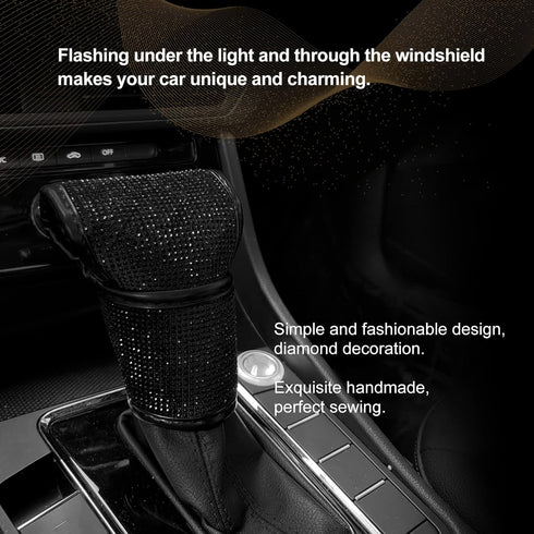 Auto Gear Shift Knob Cover Bling Car Knob Gear Stick Protector PU Leather Shift Gear Cover with Bling Interior Accessories Interior Accessories Un...