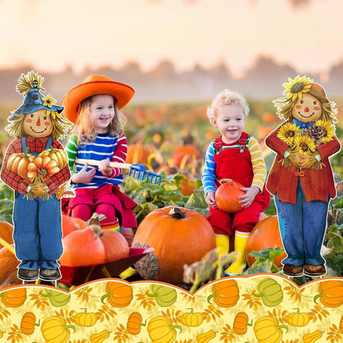 2 Pcs 11.3 x 31.5 Inches Fall Yard Signs Autumn Garden Decor with Stakes Thanksgiving Lawn Signs for Fall Thanksgiving Party Pathway Decor(Scarecr...