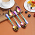 Rainbow Teaspoons 6.5" Set of 4, Berglander Stainless Steel Titanium Plating Shiny Mutil-Color Tea Spoons Silverware, Colorful Tea Spoon Small Des...