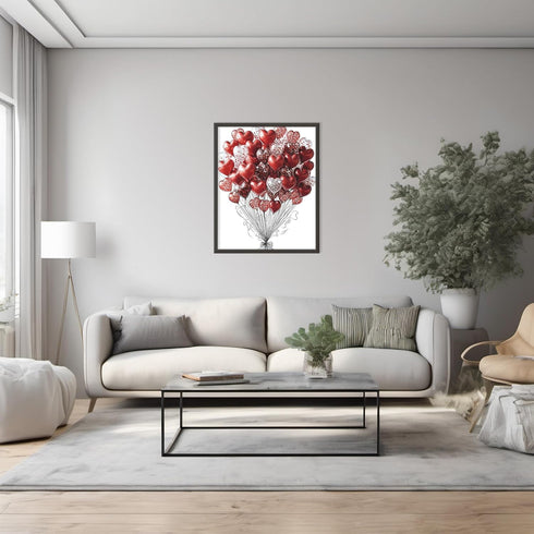 Posterizer 1 pcs-Valentine's Day cute heart shaped balloon poster -1-Romantic Art-Holiday Poster Collection-Gift for Couples boyfriend girlfriend ...