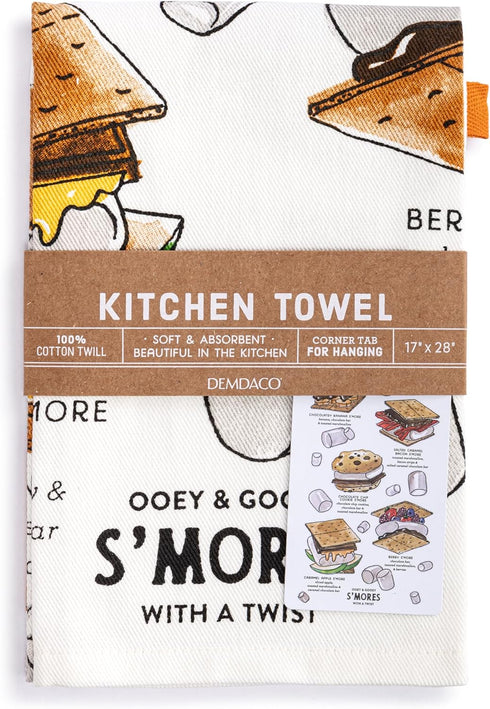 DEMDACO byDesign Serving Collection S'mores Recipe Ooey & Gooey 17 x 28 Cotton Twill Absorbent Kitchen Dish Hand Towel...
