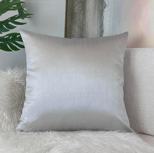 Aiking Home Collection 24x24 Inches Faux Silk Square European Shams, Zipper Closure, Silver (Set of 2)...