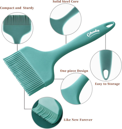 3PCS Extra Large Silicone Basting Pastry Brush, OHOLA Heat Resistant Oil Sauce Brush, Food Cooking Brush for BBQ, Grilling, Baking, BPA Free, Dish...