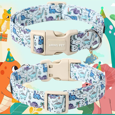 ARING PET Dinosaur Dog Collar-Cute Dog Collar for Small Dogs, Adjustable Dinosaur Print Pet Collars Puppy Collar for Small Medium Large Dogs...