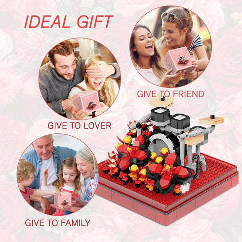 Drums Flower Mini Building Blcoks Set, DIY Creative Activity Micro Block Musical Instruments with Dust Cover, Percussion Plant Model Kits for Adul...