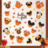 Mfault Hello Fall Cartoon Mouse Window Clings 4 Sheets, Autumn Pumpkin Doughnut Acorn Cupcake Stickers Decals Decorations, Maple Leaves Seasonal H...