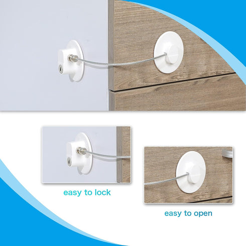 8 Pieces Refrigerator Lock with 10 Keys, Fridge Lock, Freezer Door Lock and Child Safety Cabinet Locks with Strong Adhesive (White)...