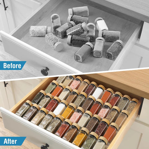 Spice Drawer Organizer 4 Tier, Acrylic Seasoning Organizer Rack, Clear Spice Rack Tray, Kitchen Seasoning Jars Drawers Insert (Jars Not Included/ ...
