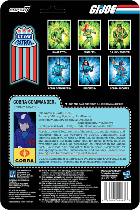 Super7 G.I. Joe Cobra Commander (Glow Patrol) - 3.75" G.I. Joe Action Figure with Accessory Classic Cartoon Collectibles and Retro Toys...