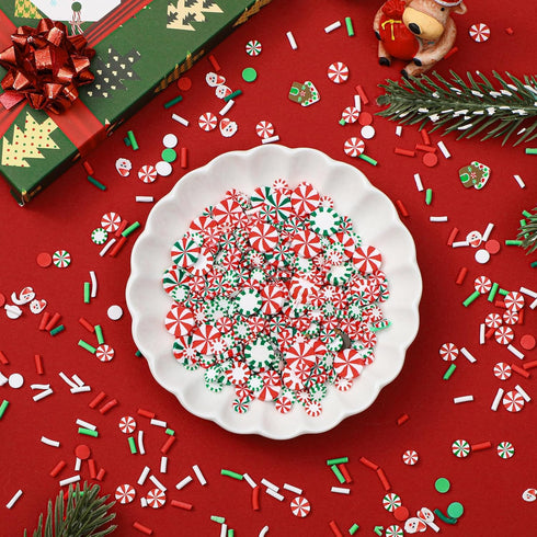 250 Grams Christmas Fake Chocolate Candy Sprinkles Tiny Polymer Clay Embellishments Xmas Polymer Clay Slices Soft Clay DIY Decoration for Resin Na...