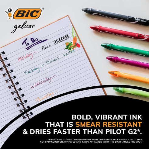 BIC Gelocity Quick Dry Black Gel Pens, Medium Point (0.7mm), 8-Count Pack, Retractable Gel Pens With Comfortable Full Grip...